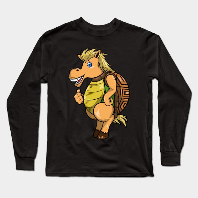 Funny horse as a turtle Long Sleeve T-Shirt by Markus Schnabel